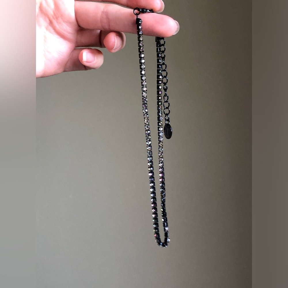 New Zara Gunmetal Crystal Rhinestone Choker Necklace
